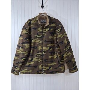 Maxxsel Mens Camo Fleece Jacket Sherpa Lined Full Zip Woodland Camouflage XL